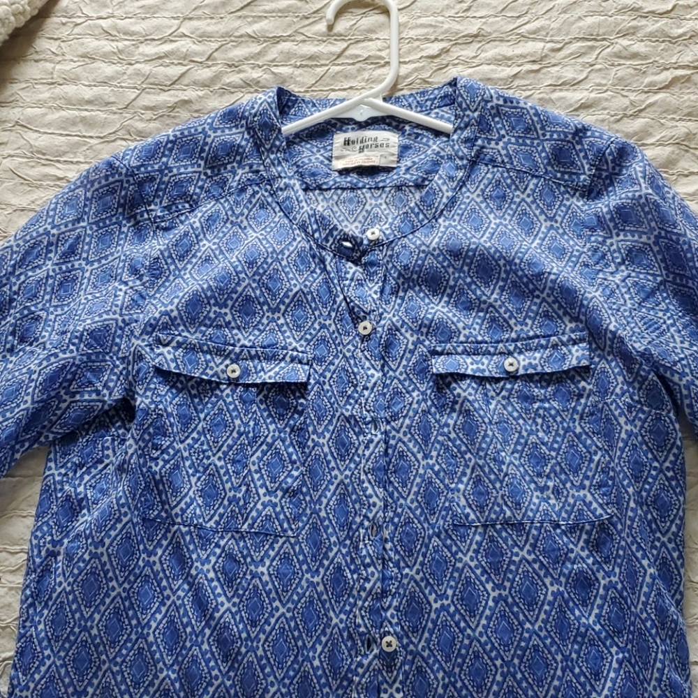 Holding Horses Tab Collar Blouse